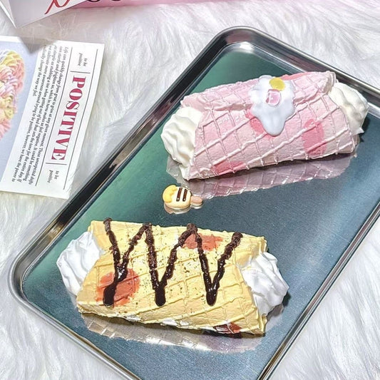 Kawaii Ice Cream Crepe Milk Roll Squishy – Yellow