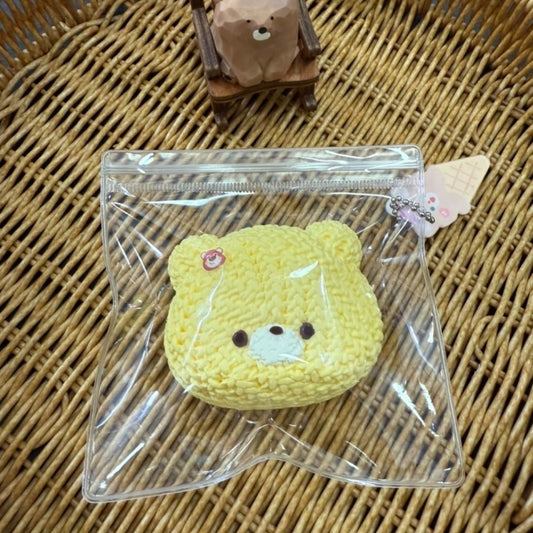Handmade Yarn Bear – Mango Yellow, Strawberry Pink, Chocolate Brown