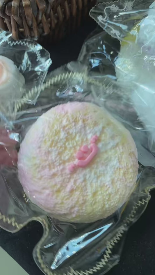 Pink and Yellow Smiling Cheesecake Squishy Toy – Soft Slow Rising Stress Relief